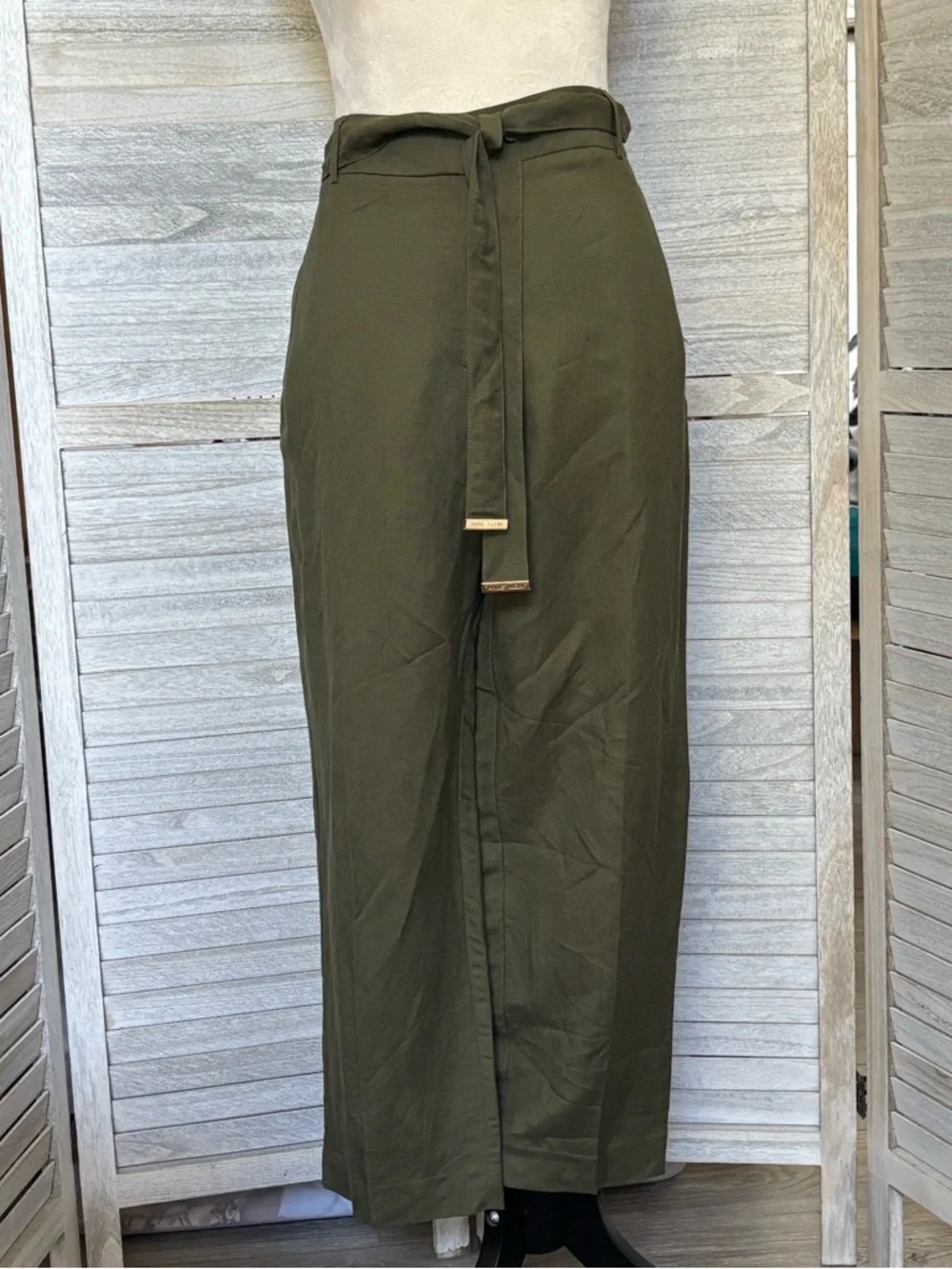 ANNE KLEIN NWT Women’s SZ 14 Olive Green Ankle Pants, Straight Leg, Linen Blend - Picture 9 of 16
